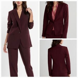 💜Express Maroon Boyfriend Blazer Size 12